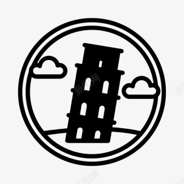 意大利比萨地标纪念碑塔楼图标图标