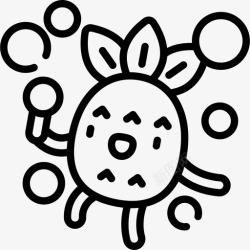 菠萝气泡气泡菠萝特征线形图标高清图片