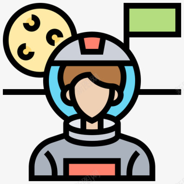 宇航员太空173线性颜色图标图标
