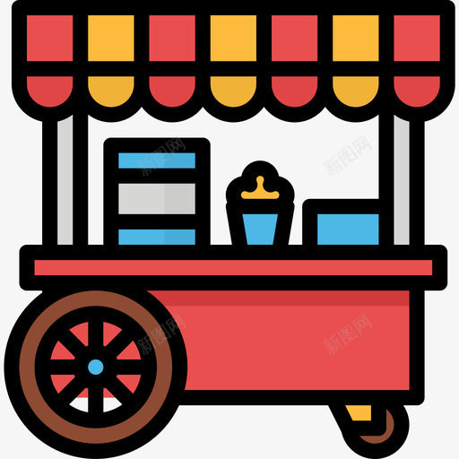 食品车游乐园32线性颜色图标svg_新图网 https://ixintu.com 游乐园 线性 颜色 食品