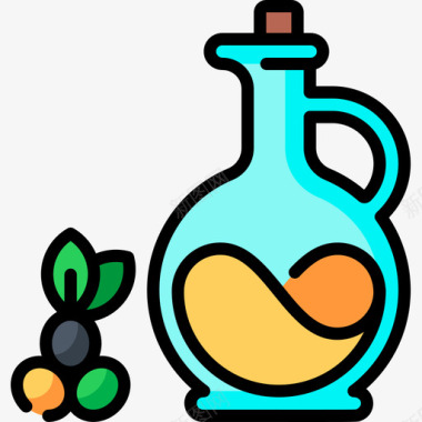 橄榄油素食食品4线性颜色图标图标