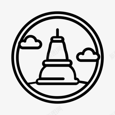 泰国地标寺婆罗浮屠印尼图标图标