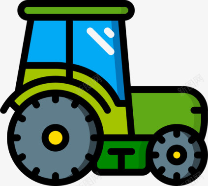 农场工作车3线性颜色图标图标