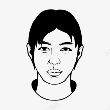 亚洲人脸头图标图标