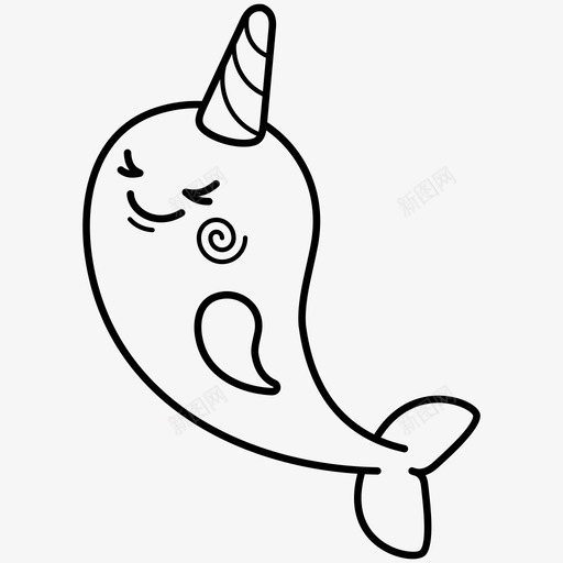 独角兽动漫卡通图标svg_新图网 https://ixintu.com 动漫 卡瓦 卡通 独角 鲸鱼