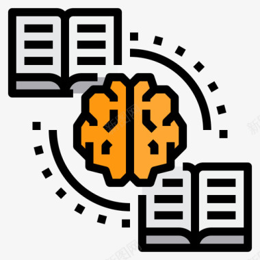 大脑在线学习74线性颜色图标图标