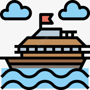 船旅行和度假8线性颜色图标图标