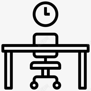 办公桌共用工作空间10线性图标图标