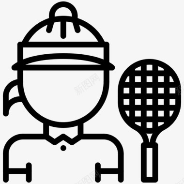网球运动员网球10直线型图标图标