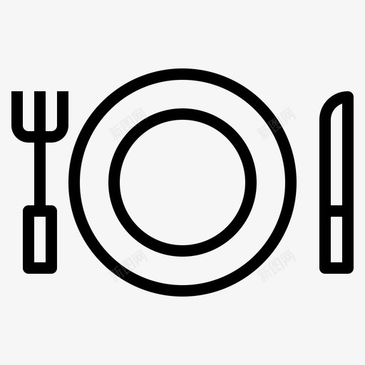 盘子叉子刀图标svg_新图网 https://ixintu.com 厨房 叉子 盘子 配件 餐具