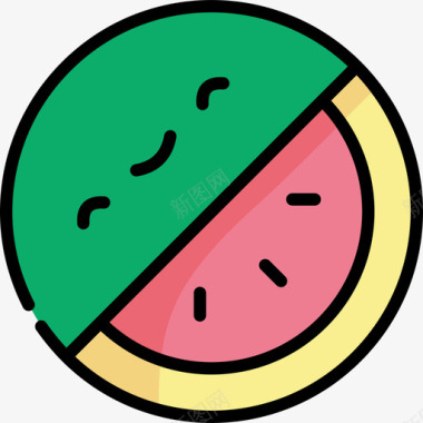 西瓜夏季食品2线颜色图标图标
