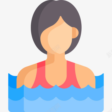 游泳运动员18号游泳池平坦图标图标