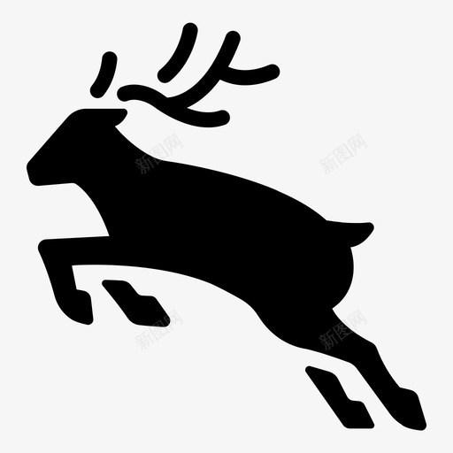 驯鹿动物圣诞节图标svg_新图网 https://ixintu.com 动物 圣诞 圣诞节 跳跃 雕文 驯鹿
