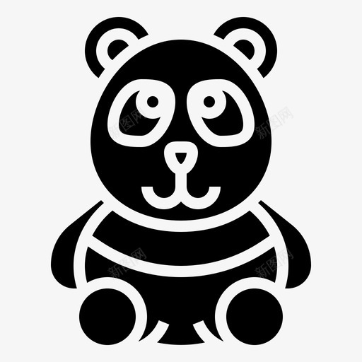 熊猫动物33填充图标svg_新图网 https://ixintu.com 动物 填充 熊猫