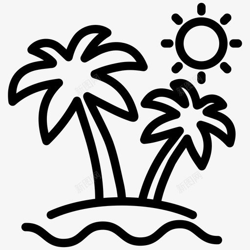 树木海滩岛屿图标svg_新图网 https://ixintu.com 夏季 岛屿 暑假 树木 棕榈树 海滩