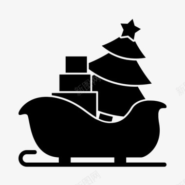 雪橇圣诞铃铛图标图标