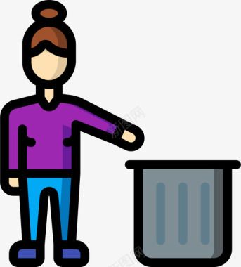 垃圾箱垃圾桶7线性颜色图标图标