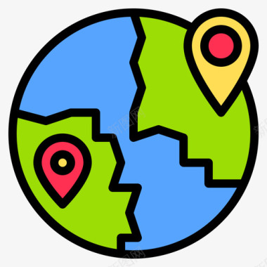 全球导航和地图27线性颜色图标图标