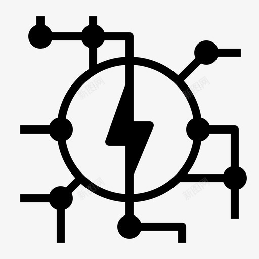 电能螺栓电路图标svg_新图网 https://ixintu.com 电能 电路 螺栓