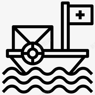 救援船救援和响应6线性图标图标