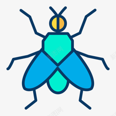 苍蝇昆虫35线状颜色图标图标
