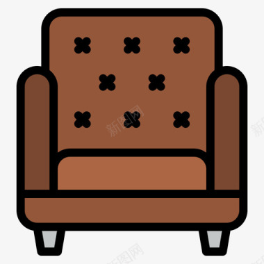 沙发生活方式45线性颜色图标图标