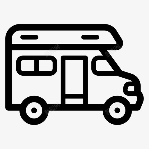 房车露营车面包车图标svg_新图网 https://ixintu.com 交通工具 房车 汽车 车房 露营 面包车