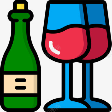 葡萄酒葡萄酒12线性颜色图标图标