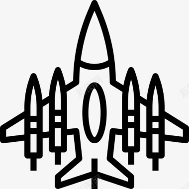 飞机军事要素直线型图标图标
