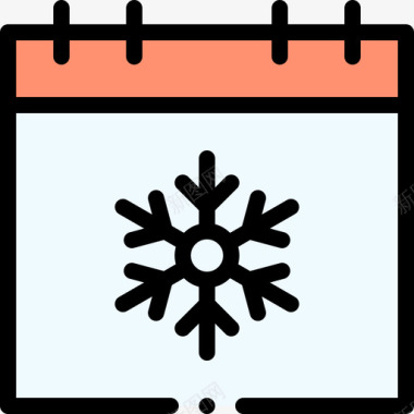 日历冬季旅行21线性颜色图标图标