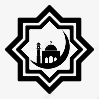 伊斯兰教新月会清真寺图标图标