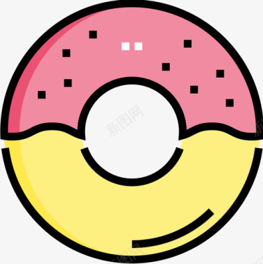甜甜圈美国12线性颜色图标图标