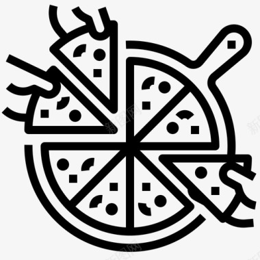 披萨商业动机21直线型图标图标