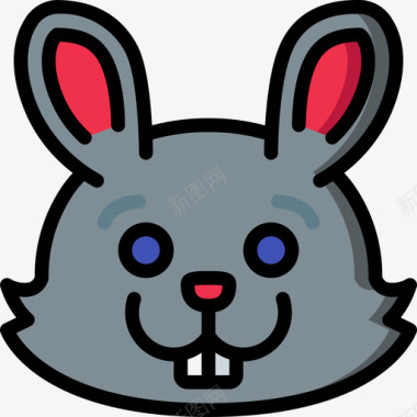 兔子宠物8线性颜色图标图标