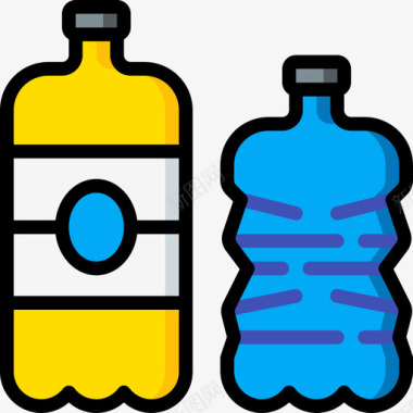 瓶子垃圾桶7线性颜色图标图标