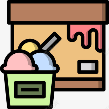 甜点冰淇淋24线性颜色图标图标