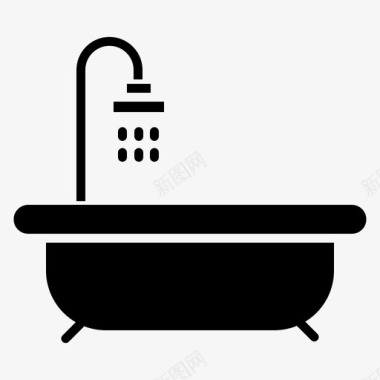 热水浴缸清洁92固体图标图标
