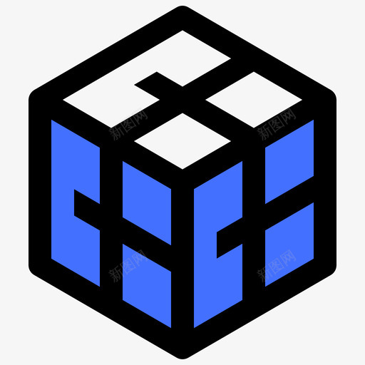 鲁比克斯方块玩具40蓝色图标svg_新图网 https://ixintu.com 克斯 方块 比克 玩具 蓝色