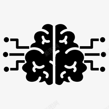 大脑机器人9固体图标图标