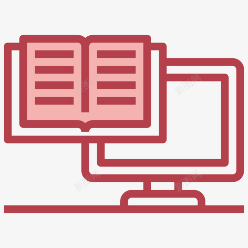 电子书教育和在线学习2红色图标svg_新图网 https://ixintu.com 在线学习 教育 电子书 红色