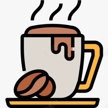 咖啡杯咖啡店113线性颜色图标图标