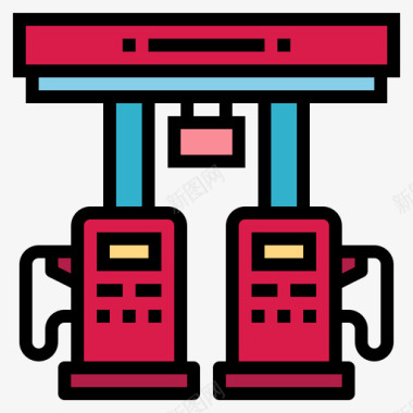 加油站3号摩托车手线性颜色图标图标