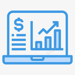 电脑商笔记本电脑商务和金融5蓝色图标高清图片