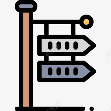路标博物馆69线性颜色图标图标