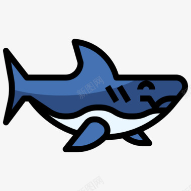 鲨鱼动物36线形颜色图标图标