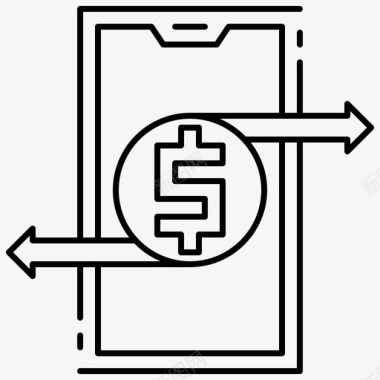 在线资金转账货币智能手机图标图标