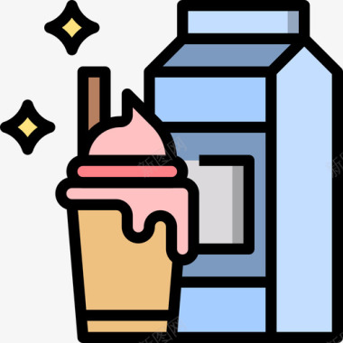 饮料冰淇淋24线性颜色图标图标