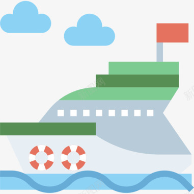 游艇休闲和旅游6平图标图标