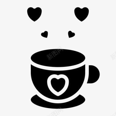 咖啡之爱周年纪念庆祝图标图标