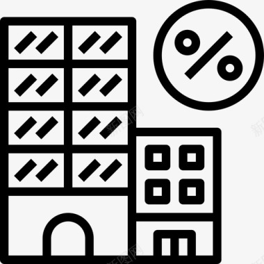 建筑和城市税19线性图标图标